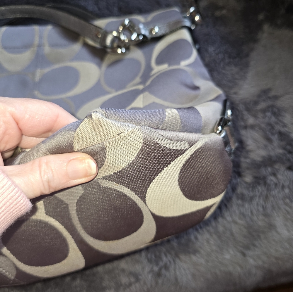 Coach Brooke Signature Jacquard Shoulder Bag in Gray and Silver - Picture 7 of 9
